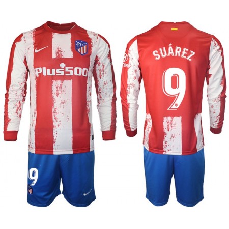 Billiga Fotbollströjor Atlético Madrid Suarez 9 Barn Hemma tröja 2021/22 Långärmad